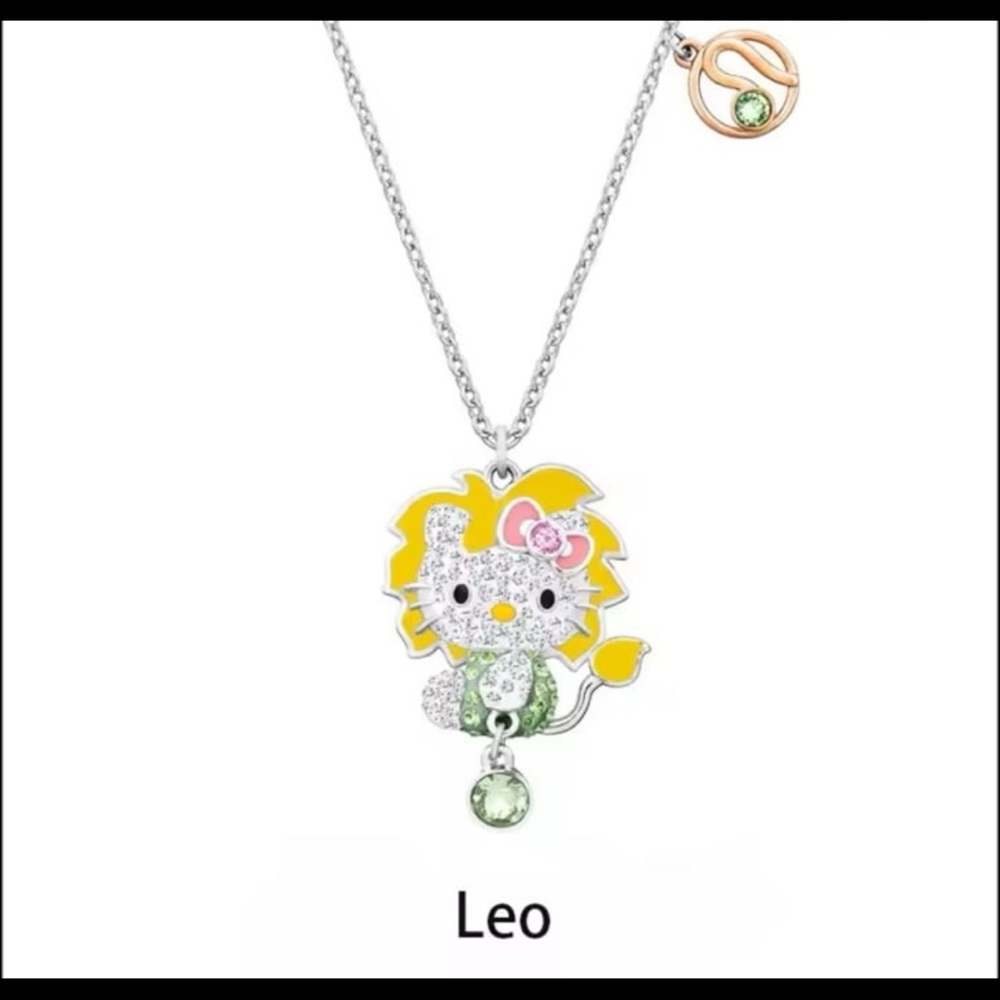 Zodiac sign Leo hello kitty necklace with swarovski elements